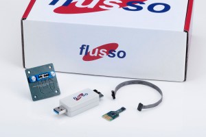 Evaluation kit for Flusso's FLS122 flow sensor.