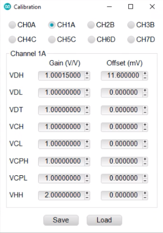 Analog Devices Calibration menu of the MAX32007 DAC 