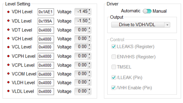 Analog Devices DAC-level setup of the MAX9979 using the eval board software 