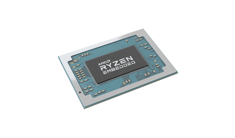 Chip shot of AMD Ryzen Embedded R2000 Series processors.