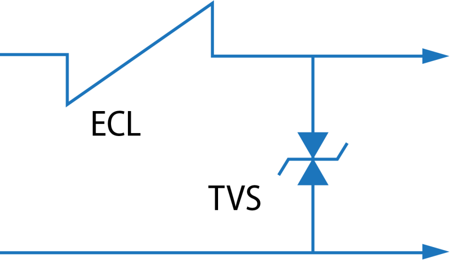 Bourns' chart shows a typical protection circuit using an ECL and TVS device combination.