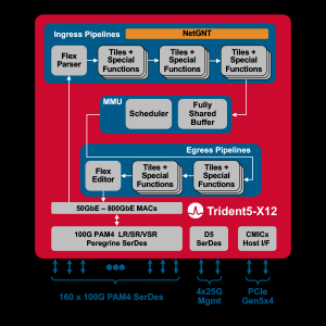 Broadcom's Trident 5-X12 Ethernet switch block diagram.