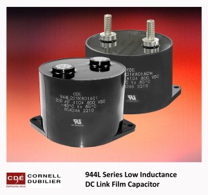 CDE's 944L series of high-current DC-link film capacitors.