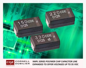 Cornell Dubilier's its XMPL polymer chip capacitor series.