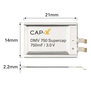 CAP-XX's ultra-thin DMV750 supercapacitor.