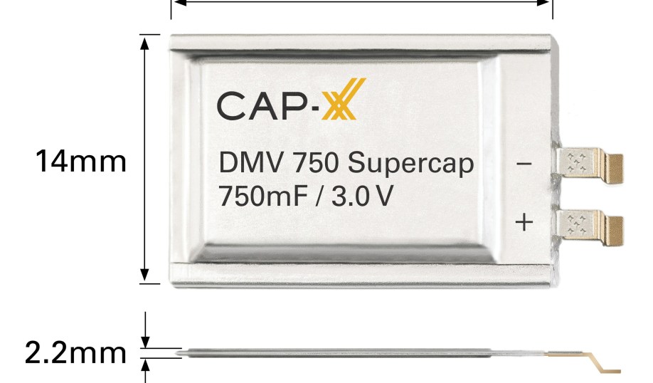 CAP-XX's ultra-thin DMV750 supercapacitor.