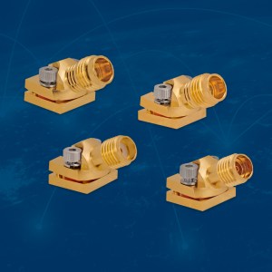 Cinch's Johnson mmWave angled 30-degree RF connector family.