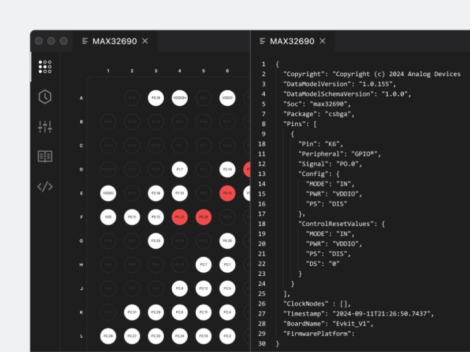 ADI's CodeFusion Studio graphical config tools.