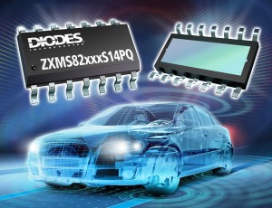 Diodes Inc.'s ZXMS82xxxS14PQ automotive high-side power switches.