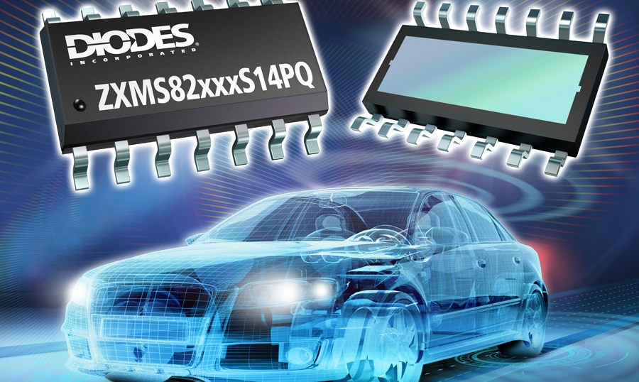 Diodes Inc.'s ZXMS82xxxS14PQ automotive high-side power switches.