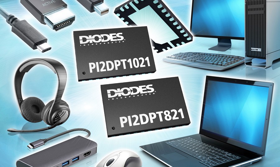 Diode Inc.'s PI2DPT1021 and PI2DPT821 retimers for USB-C and DisplayPort designs.