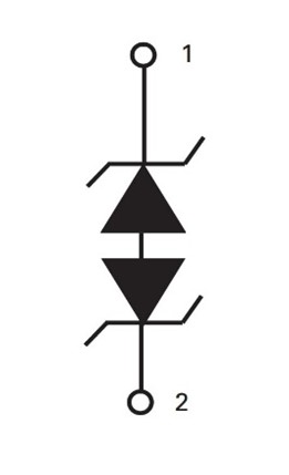 Schematic of an anode-to-anode TVS diode array for ESD protection.