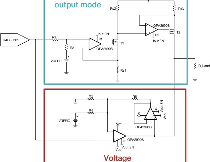 TI simplified voltage and current output schematic