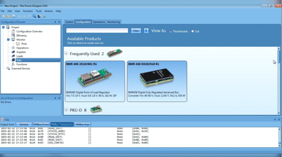 Flex Power Modules' Power Designer, an online power design and configuration tool.