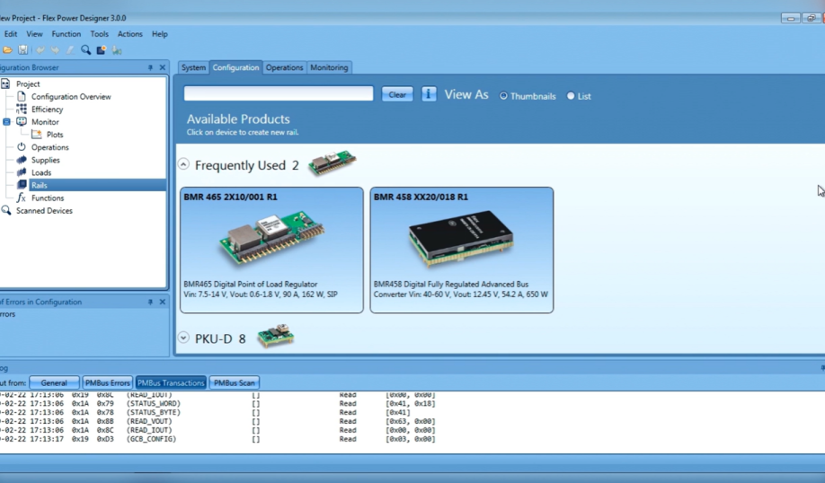 Flex Power Modules' Power Designer, an online power design and configuration tool.