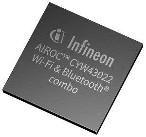 Infineon's AIROC CYW43022 Wi-Fi + Bluetooth combo chip.