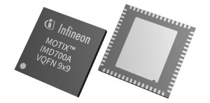 Chip shot of Infineon's MOTIX IMD700A and IMD701A motor controllers.