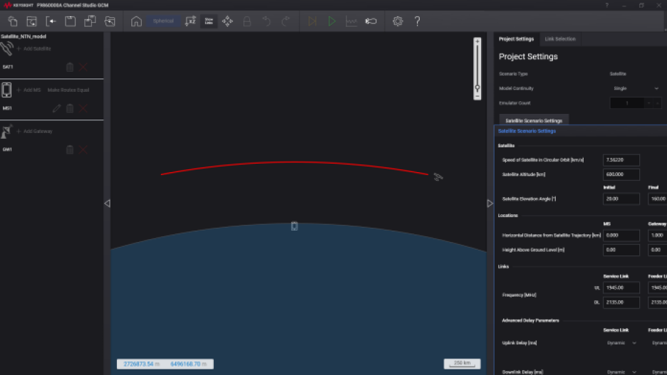 Satellite orbit models and test scenarios for non-terrestrial networks (NTN) testing generated by Keysight’s Channel Studio GCM.