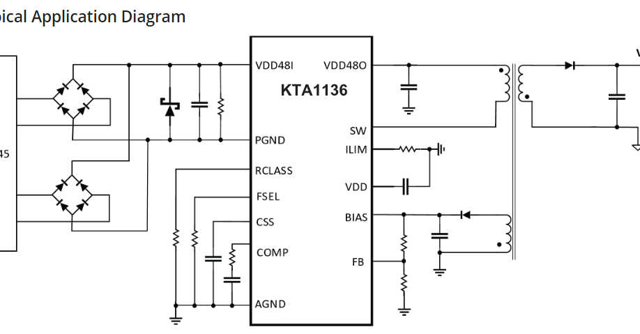 Kinetic KTA1136 PoE PD application diagram