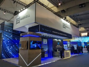 Marvell Semiconductor's booth showcasing its 5G products, including new OCTEON 10 Fusion baseband processors, at MWC 2023.