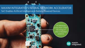 Maxim Integrated MAX78000 Neural Network Accelerator Chip Product of the Year winner