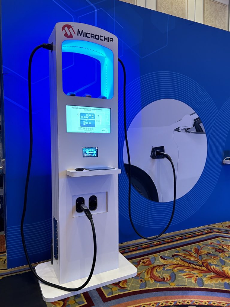 Microchip's Public AC bidirectional EV charger demo.