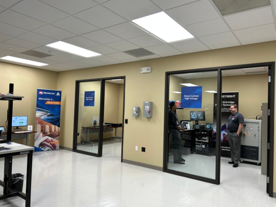 Microchip's SiC high-voltage lab area at the Detroit Automotive Technology Center.