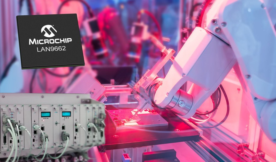 Microchip's LAN9662 Gigabit Ethernet switch for industrial automation.