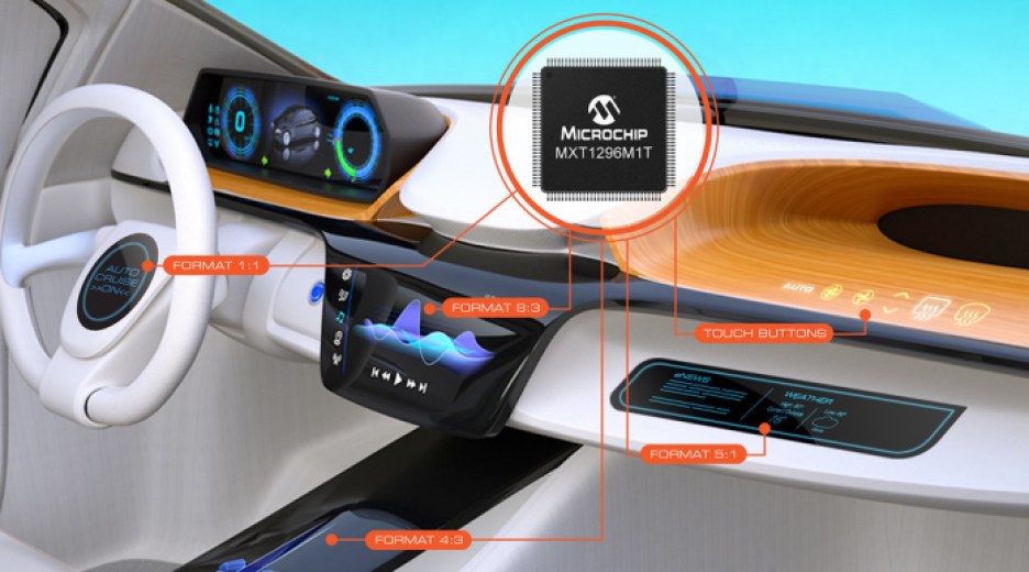 Microchip MXT1296M1T touchscreen controller for automotive displays