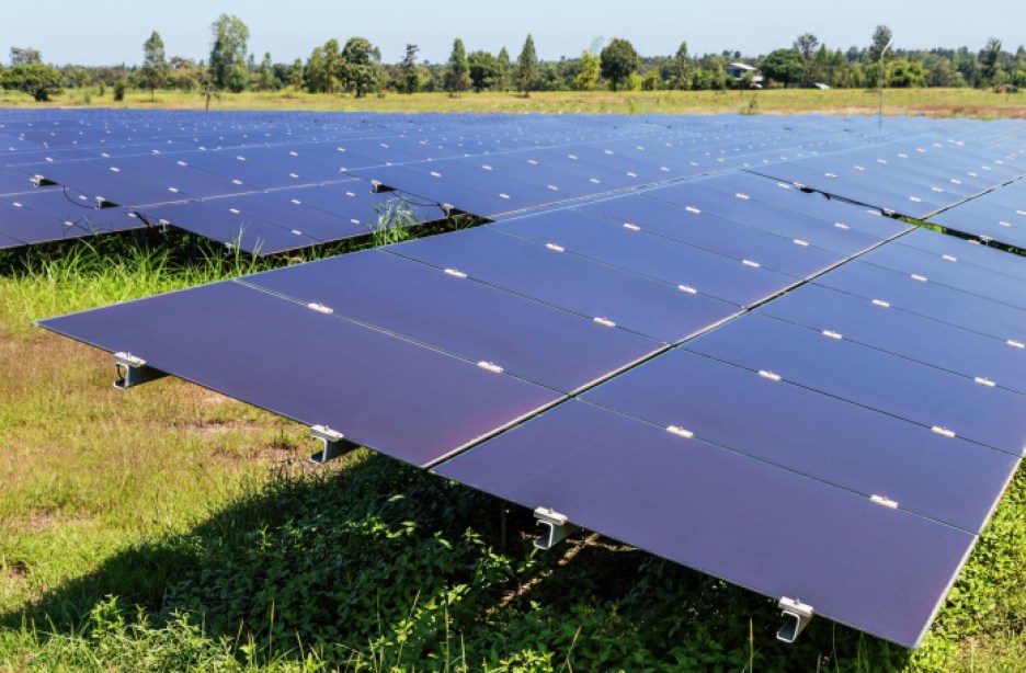 Thin-film solar panel installation.