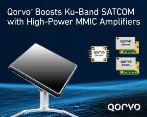 Qorvo's QPA1314, QPA0016 and QPA0015 MMIC power amplifiers.