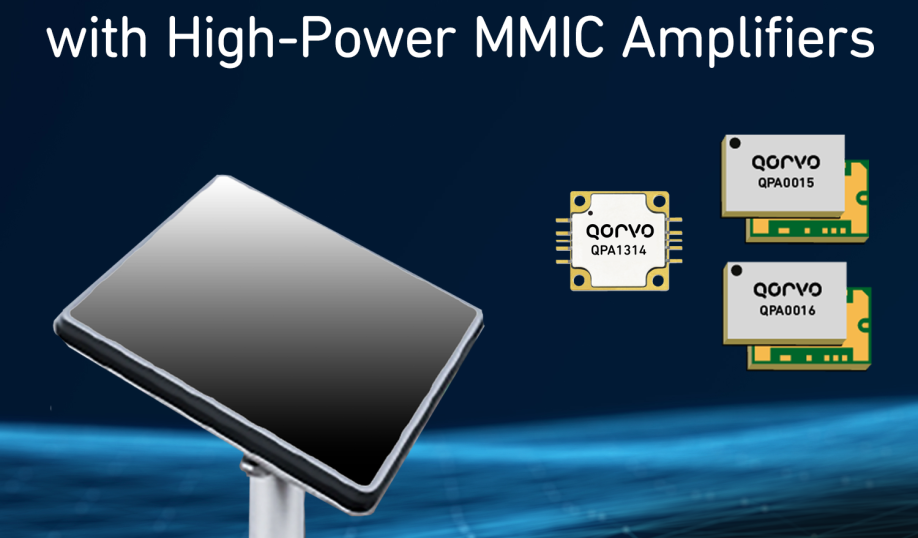 Qorvo's QPA1314, QPA0016 and QPA0015 MMIC power amplifiers.