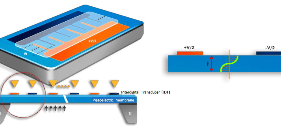 Resonant XBAR resonator (for RF filters) cutaway