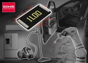 Rohm's PMR100 series of standard metal-plate shunt resistors.