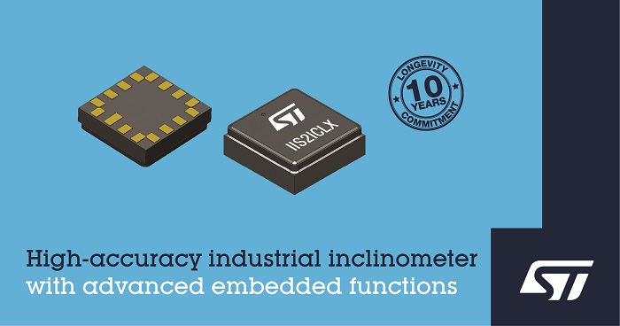 STMicroelectronics IIS2ICLX industrial inclinometer