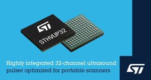 STMicroelectronics' STHVUP32 ultrasound transmitter for portable medical and industrial applications.