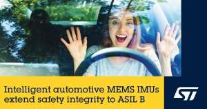 STMicroelectronics' ASM330LHB MEMS inertial module with safety integrity to ASIL B for automotive applications.