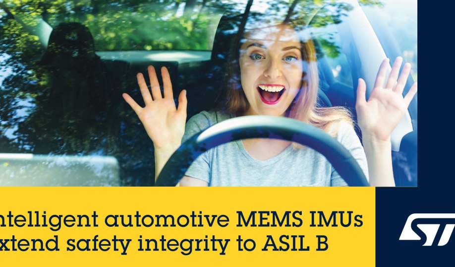 STMicroelectronics' ASM330LHB MEMS inertial module with safety integrity to ASIL B for automotive applications.