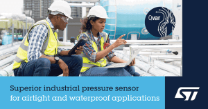 STMicroelectronics' ILPS28QSW waterproof pressure sensor for industrial applications.