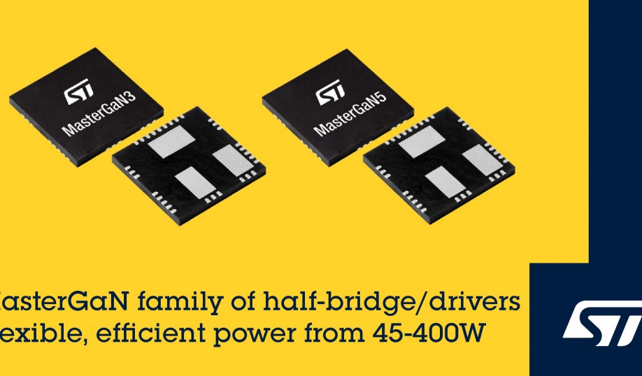 STMicroelectronics MasterGaN3 and MasterGaN5 integrated half-bridge drivers