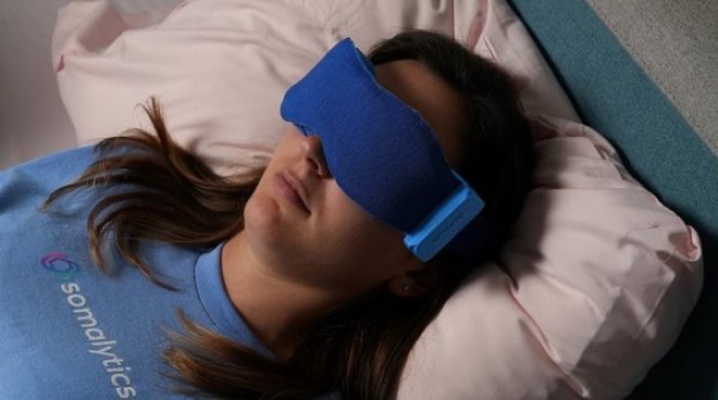 Somalytics' SomaSleep eye-tracking sleep mask.