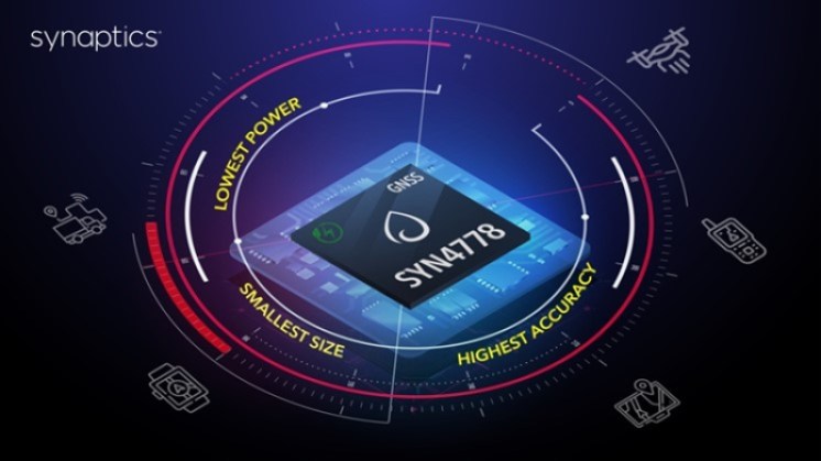 Synaptics' SYN4778 GNSS IC for IoT devices.