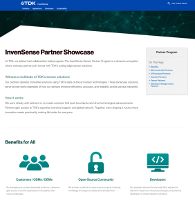 InvenSense Sensor Partner Program showcase page.