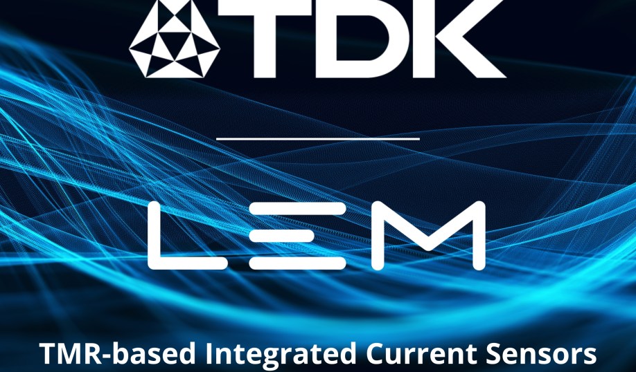 TDK and LEM logos for their collaboration on TMR-based current sensors.