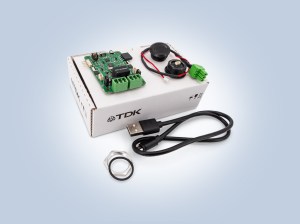 TDK's demo kit for the USSM1.0 PLUS-FS ultrasonic sensor modules.