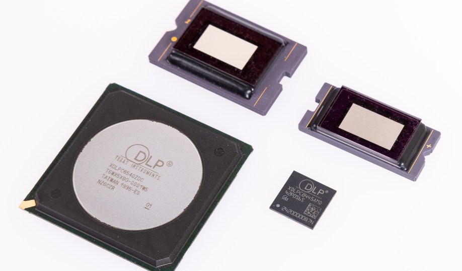 Size comparison between TI's DLPC8445 DLP display controller and the previous generation device.