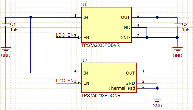 Texas Instruments dual-footprint schematic example