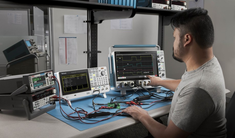 Double pulse testing software on Tektronix MSO oscilloscopes automates key validation measurements for GaN and SiC power converters.