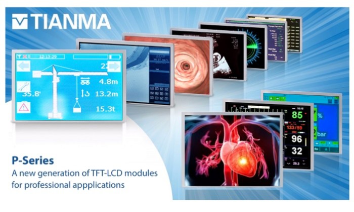 Tianma P-series TFT-LCD modules for industrial and medical displays