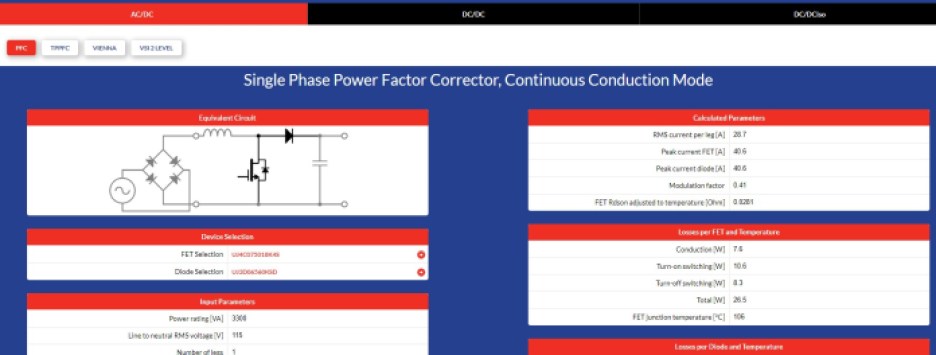 UnitedSiC FET-Jet calculator screenshot